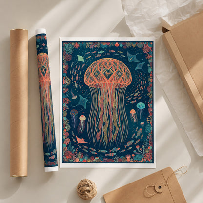 Boho Jellyfish of the Deep Wall Art Decor preview 9
