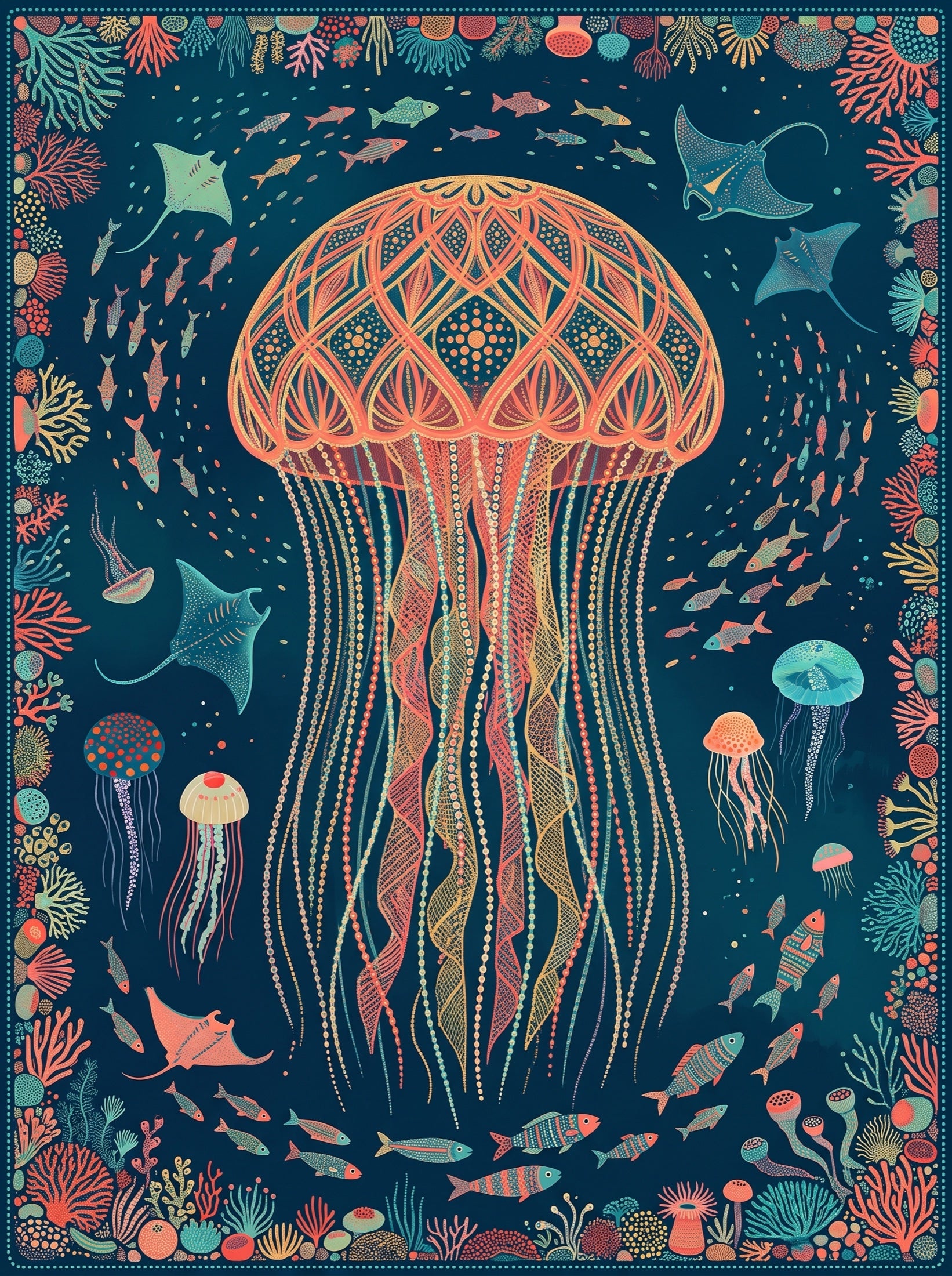 Boho Jellyfish of the Deep Wall Art Decor