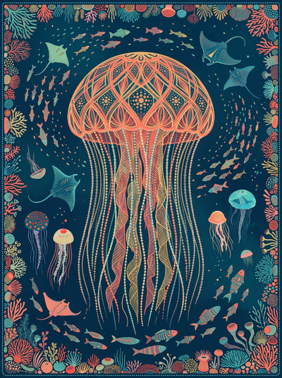 Boho Jellyfish of the Deep Wall Art Decor