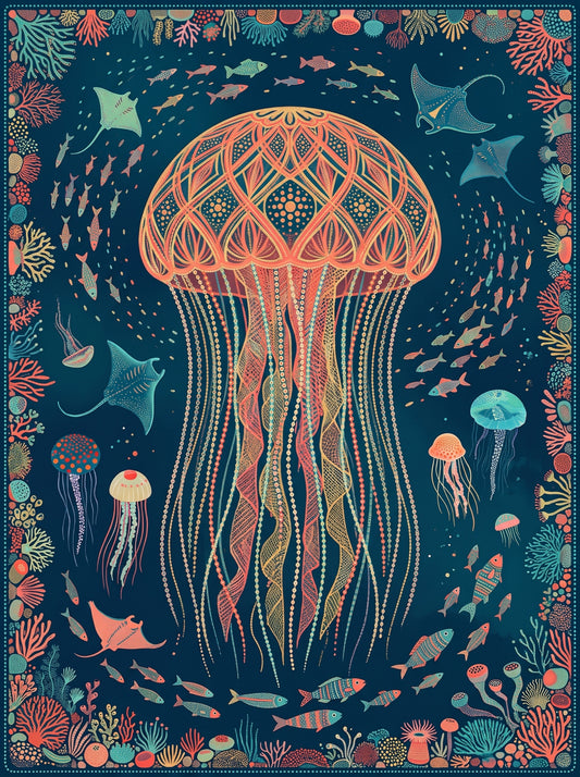 Boho Jellyfish of the Deep Wall Art Decor
