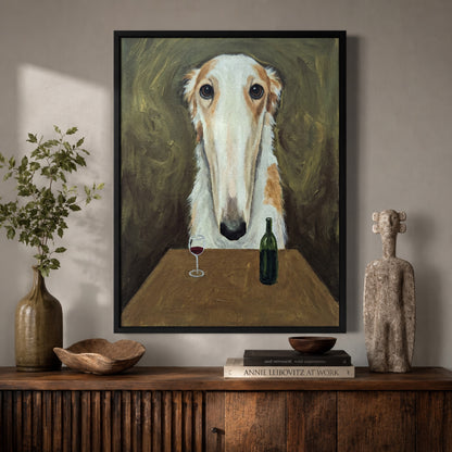 Borzoi and a Glass of Red Wall Art Decor preview 10