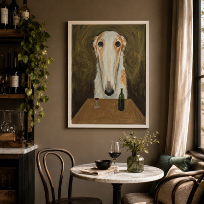 Borzoi and a Glass of Red Wall Art Decor preview 3