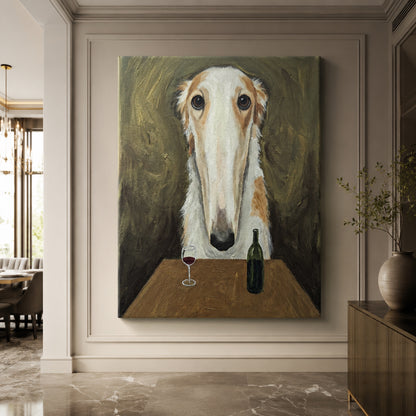 Borzoi and a Glass of Red Wall Art Decor preview 6