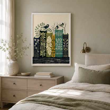 Botanical Books and Songbirds Wall Art Decor - Wall Art Decor - alternate angle