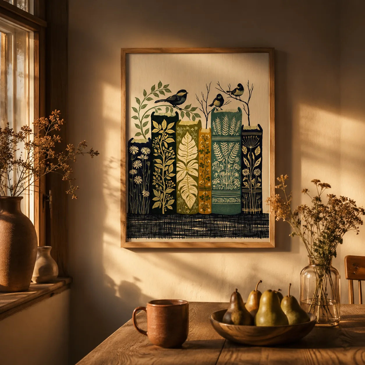 Botanical Books and Songbirds Wall Art Decor - Wall Art Decor - lifestyle