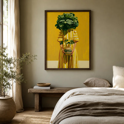 Botanical Plant Head Woman Wall Art Decor - Wall Art Decor - alternate angle