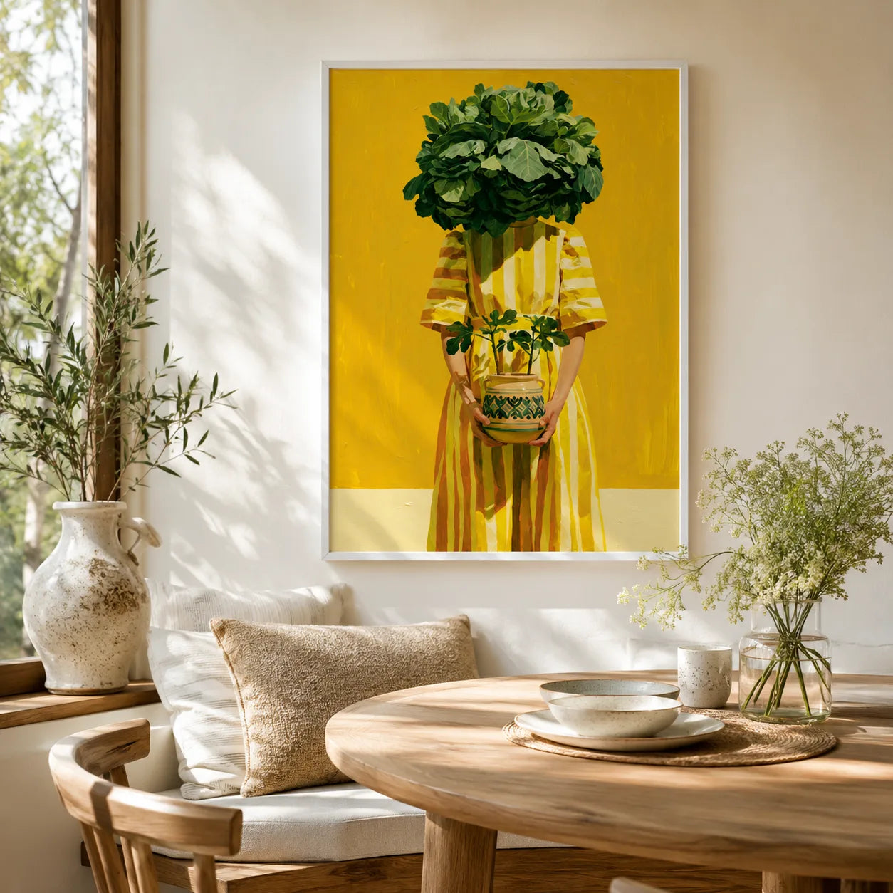 Botanical Plant Head Woman Wall Art Decor - Wall Art Decor - detail