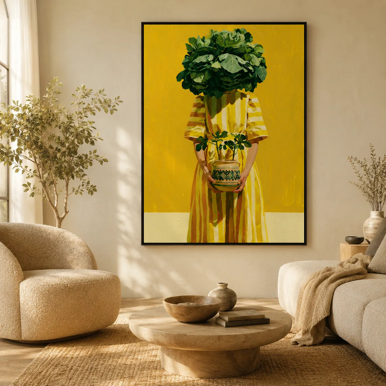 Botanical Plant Head Woman Wall Art Decor - Wall Art Decor - in use