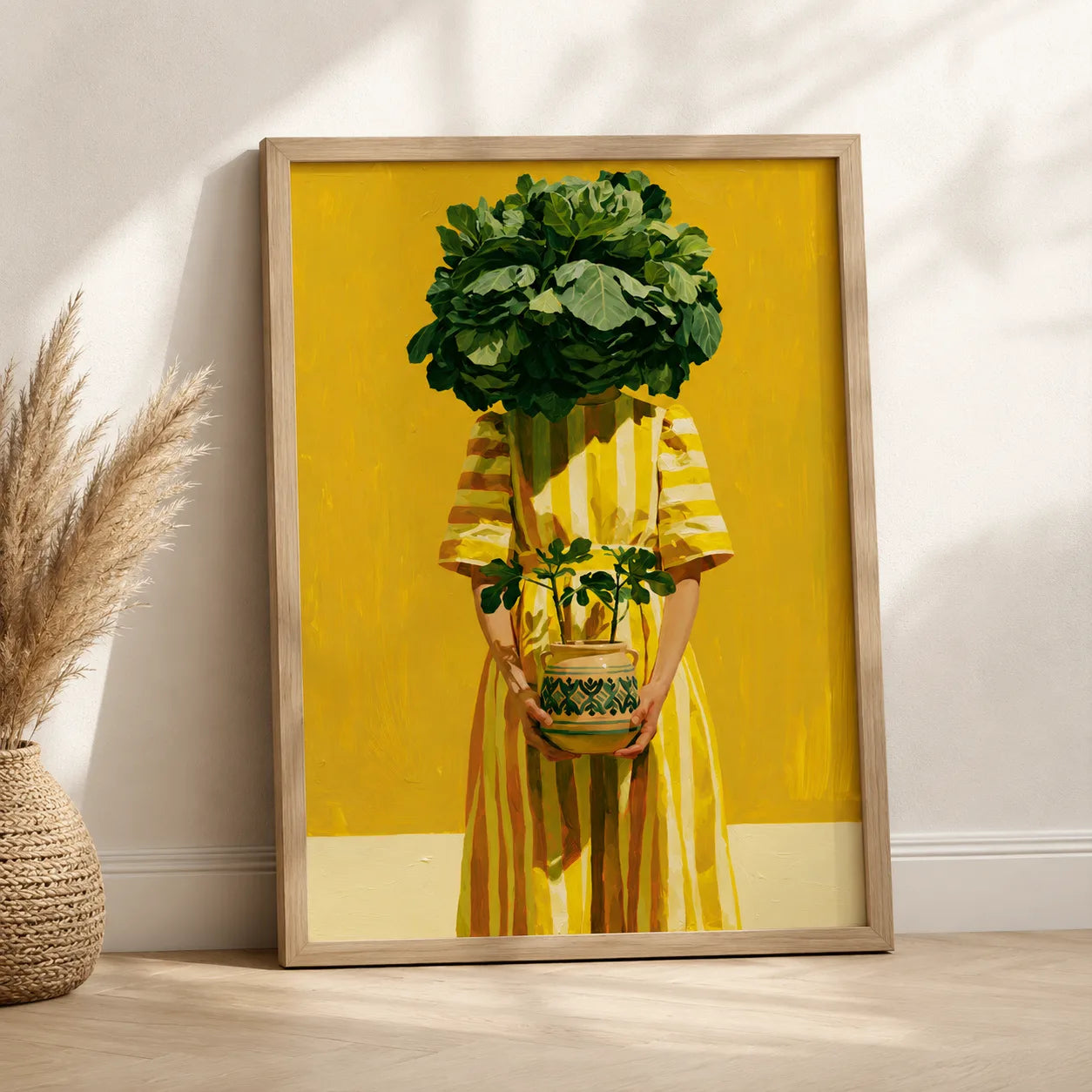 Botanical Plant Head Woman Wall Art Decor - Wall Art Decor - side view