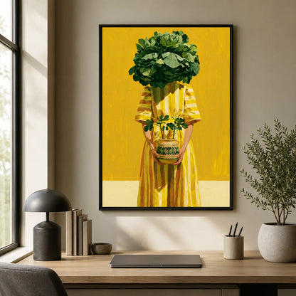 Botanical Plant Head Woman Wall Art Decor - Wall Art Decor - styled