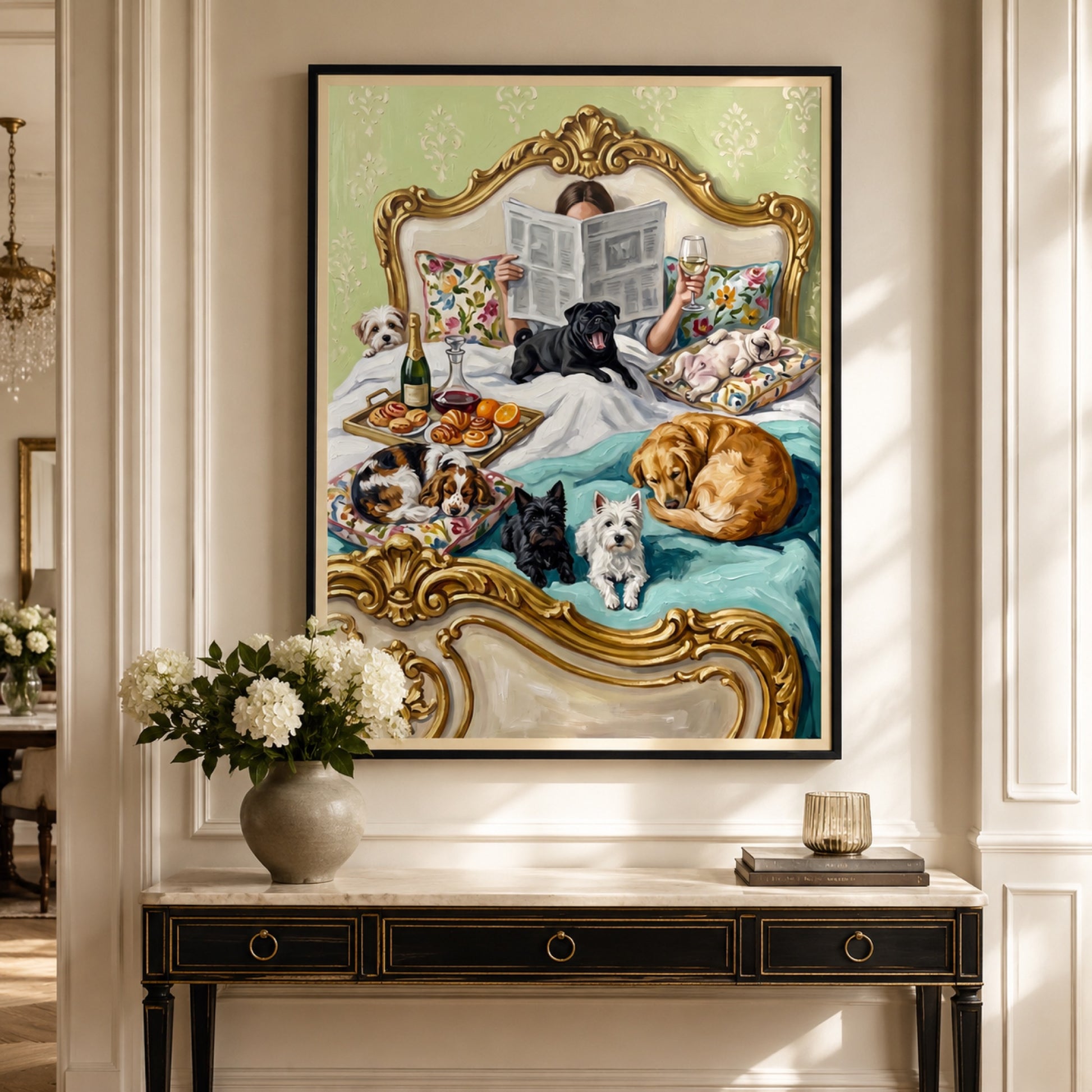 Breakfast in Bed with Dogs Wall Art Decor preview 10
