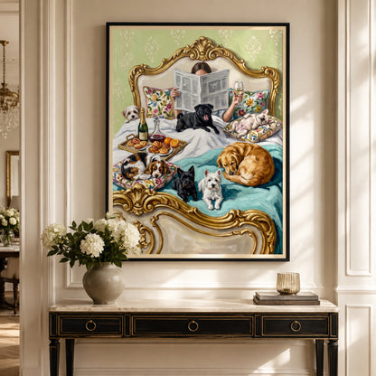Breakfast in Bed with Dogs Wall Art Decor preview 10