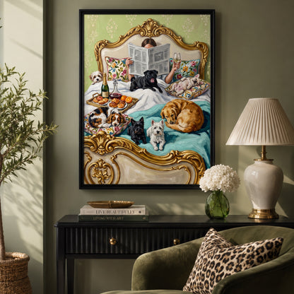 Breakfast in Bed with Dogs Wall Art Decor preview 4