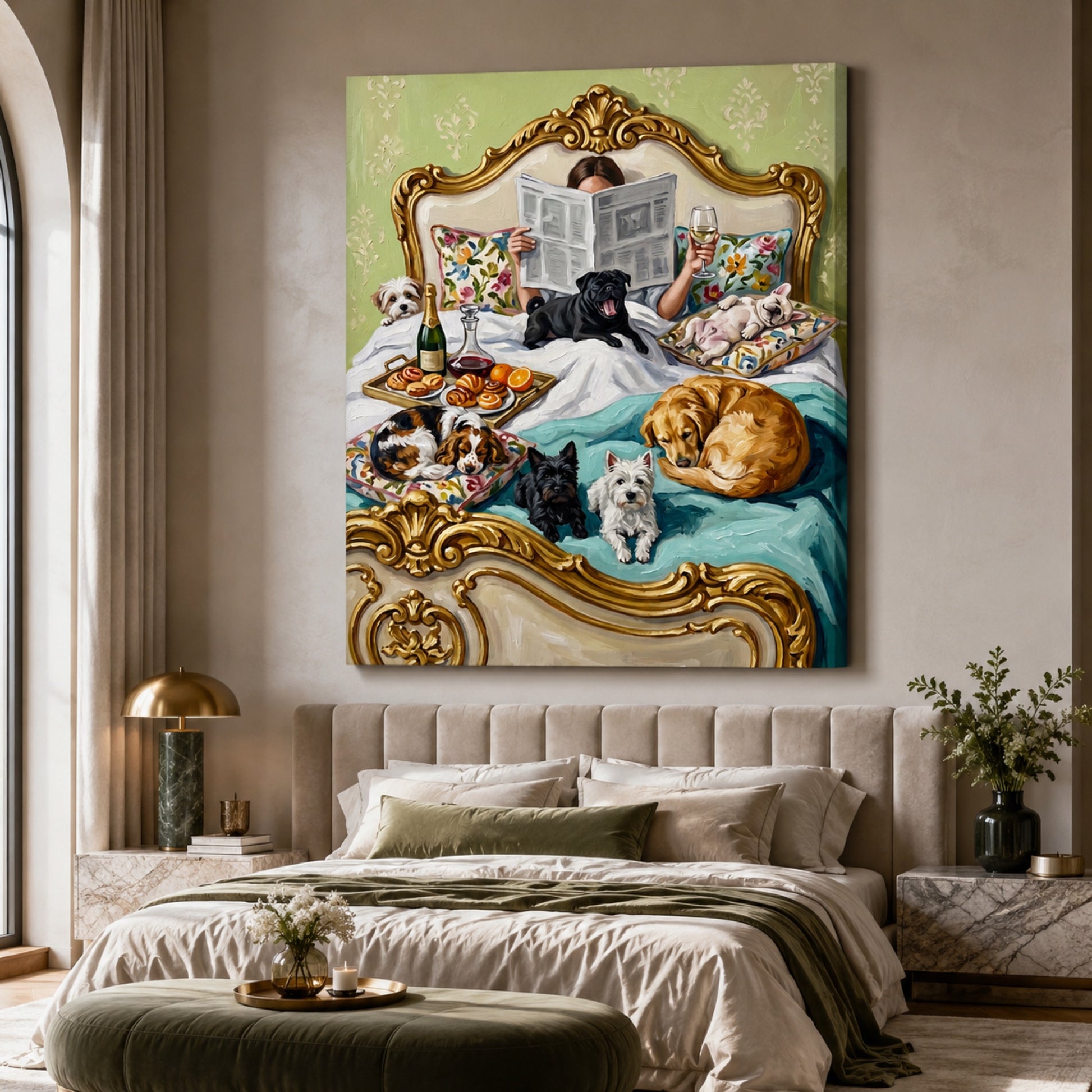 Breakfast in Bed with Dogs Wall Art Decor preview 6