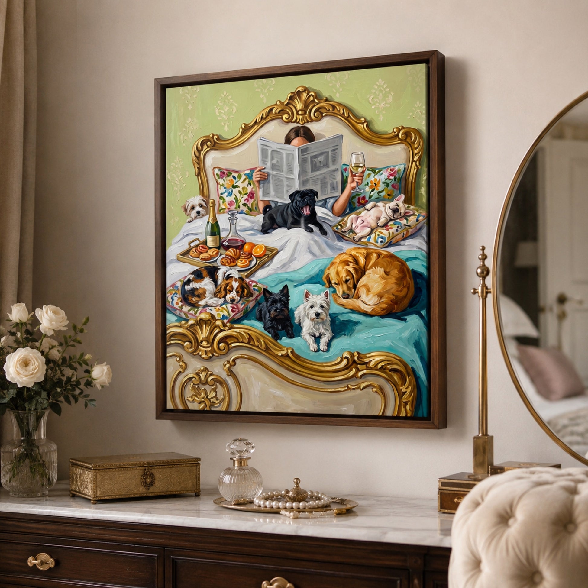 Breakfast in Bed with Dogs Wall Art Decor preview 7