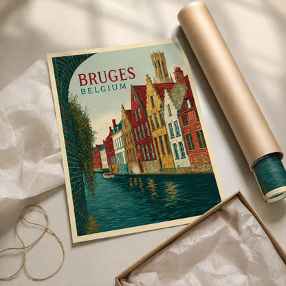 Bruges Belgium Canal Wall Art Decor - Wall Art Decor - back view