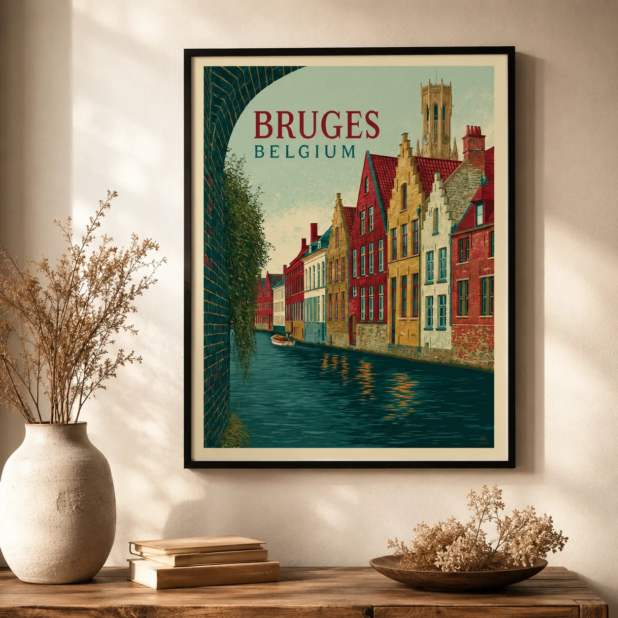 Bruges Belgium Canal Wall Art Decor - Wall Art Decor - in use