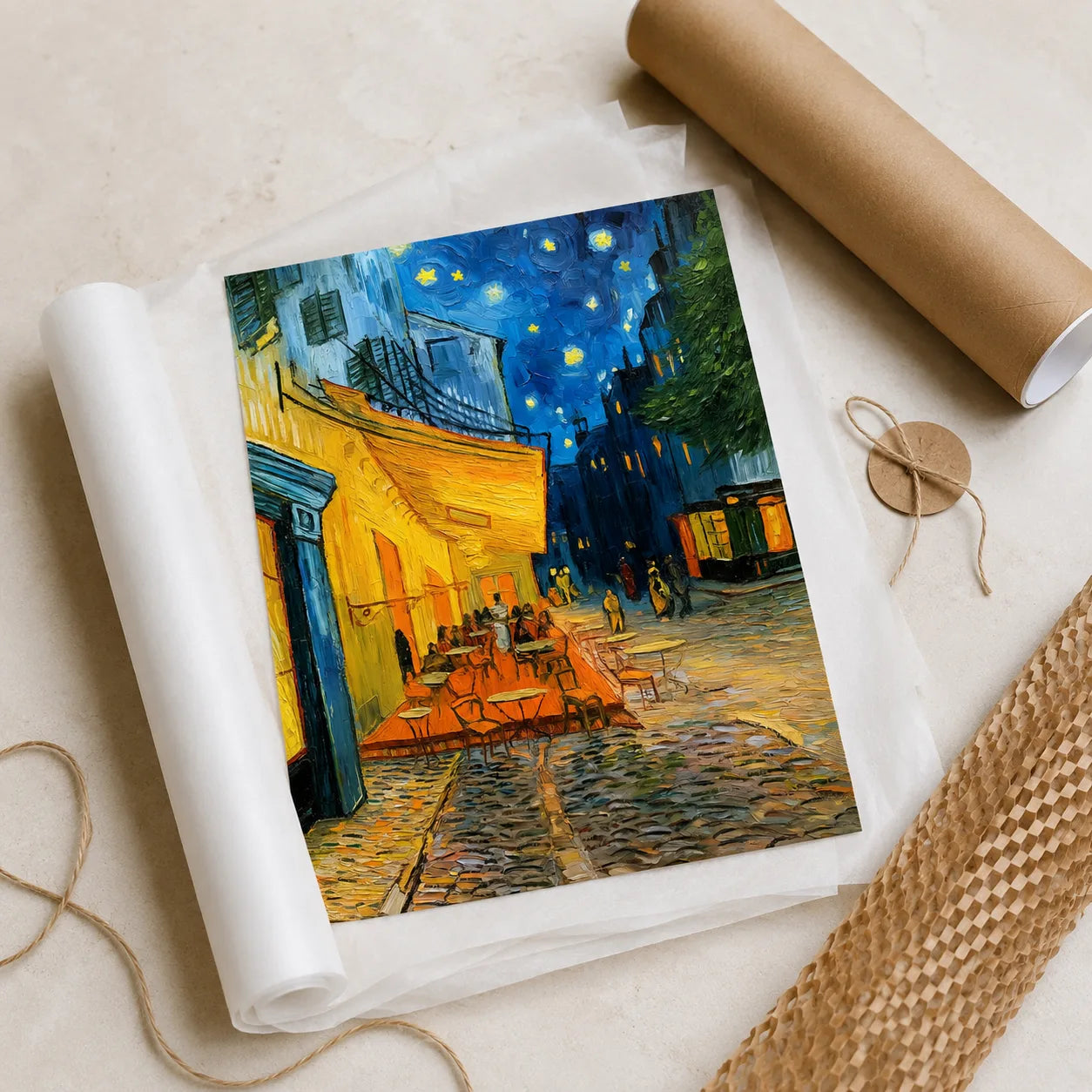 Cafe Terrace at Night Wall Art Decor - Wall Art Decor - back view