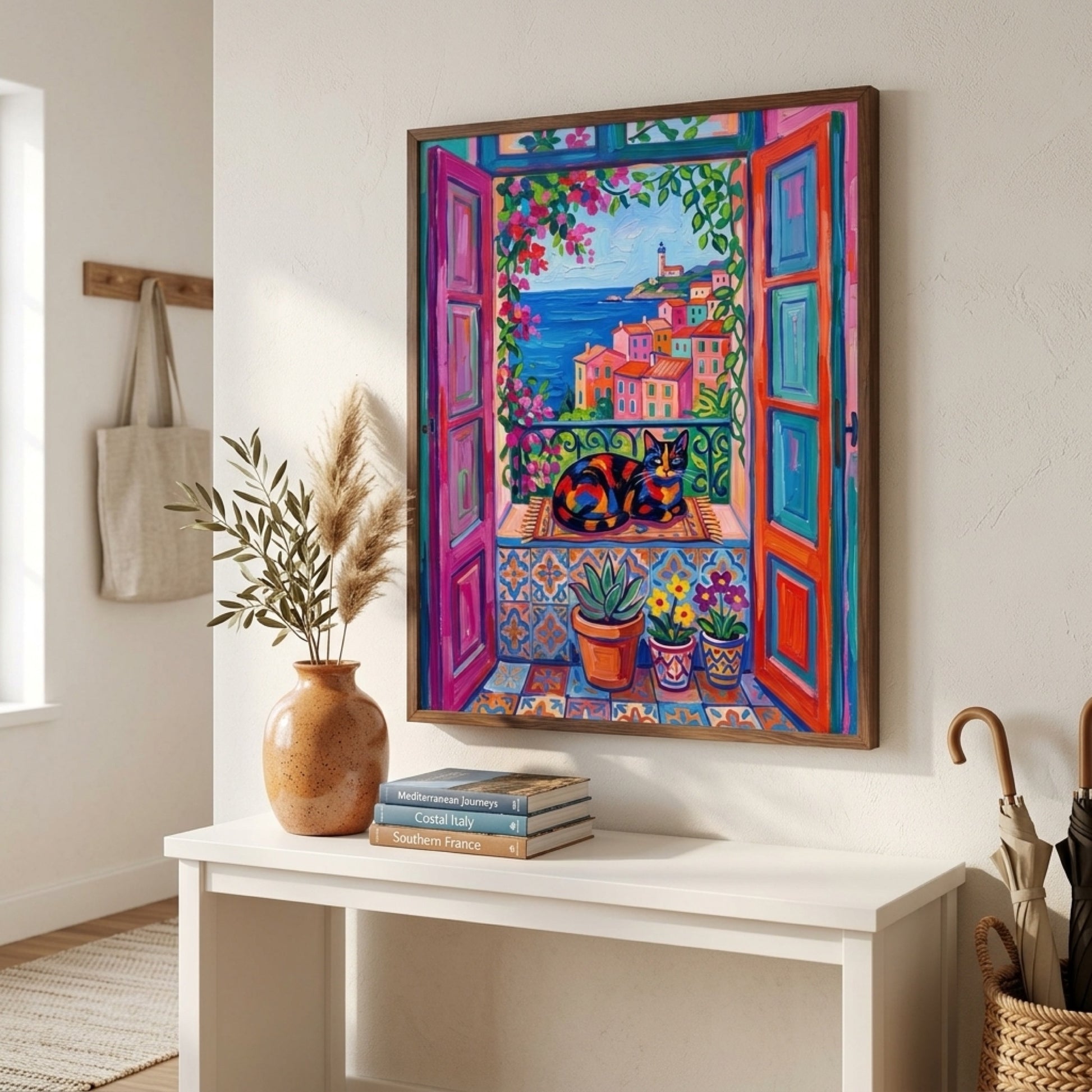 Calico Cat at the Riviera Window Wall Art Decor preview 3