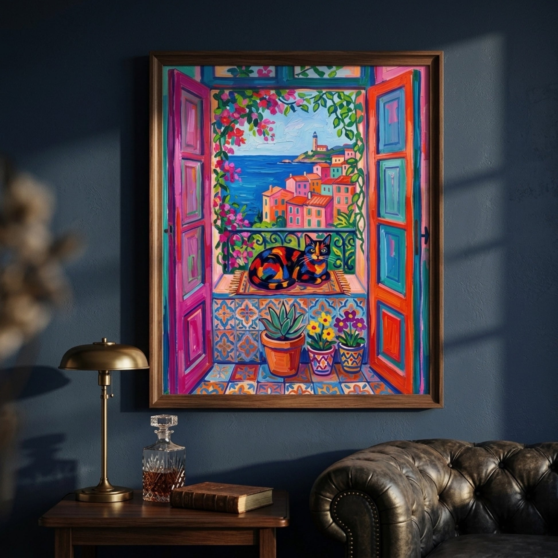 Calico Cat at the Riviera Window Wall Art Decor preview 5