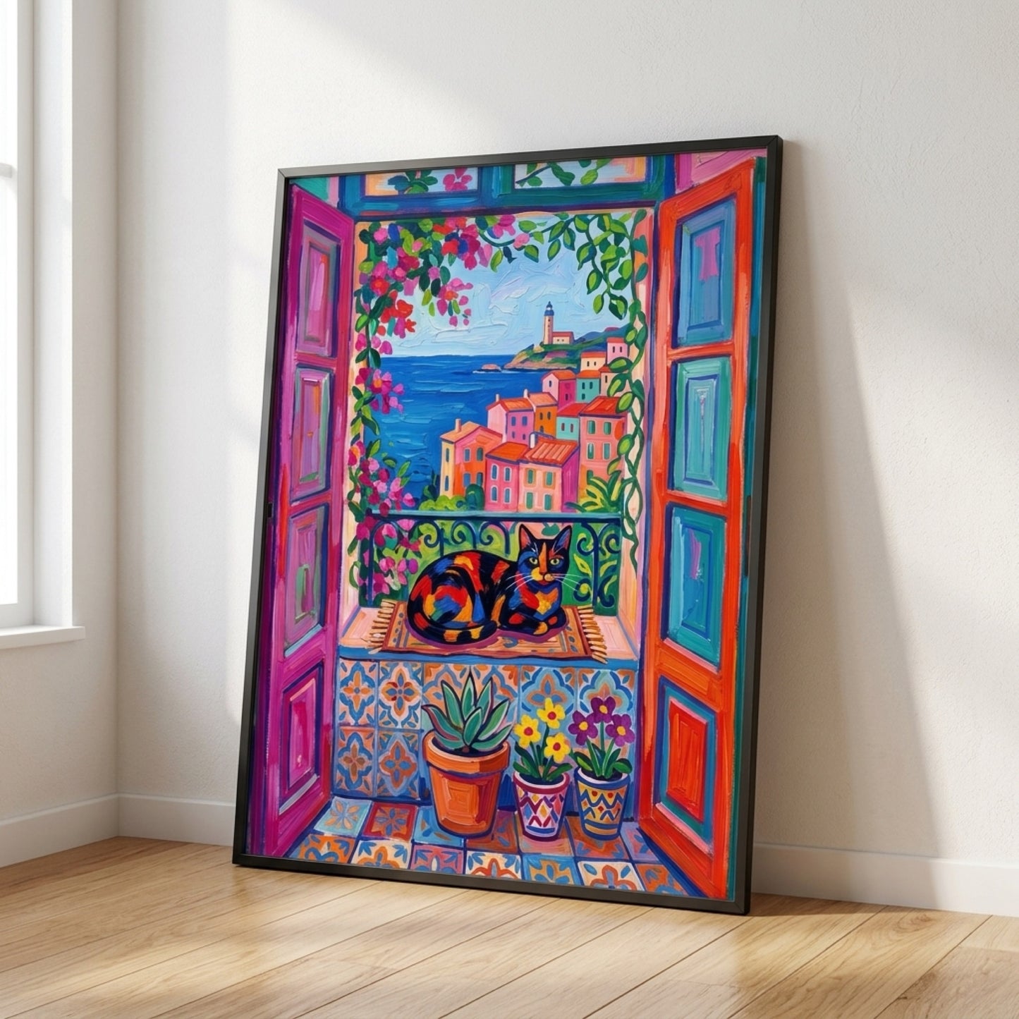 Calico Cat at the Riviera Window Wall Art Decor preview 8