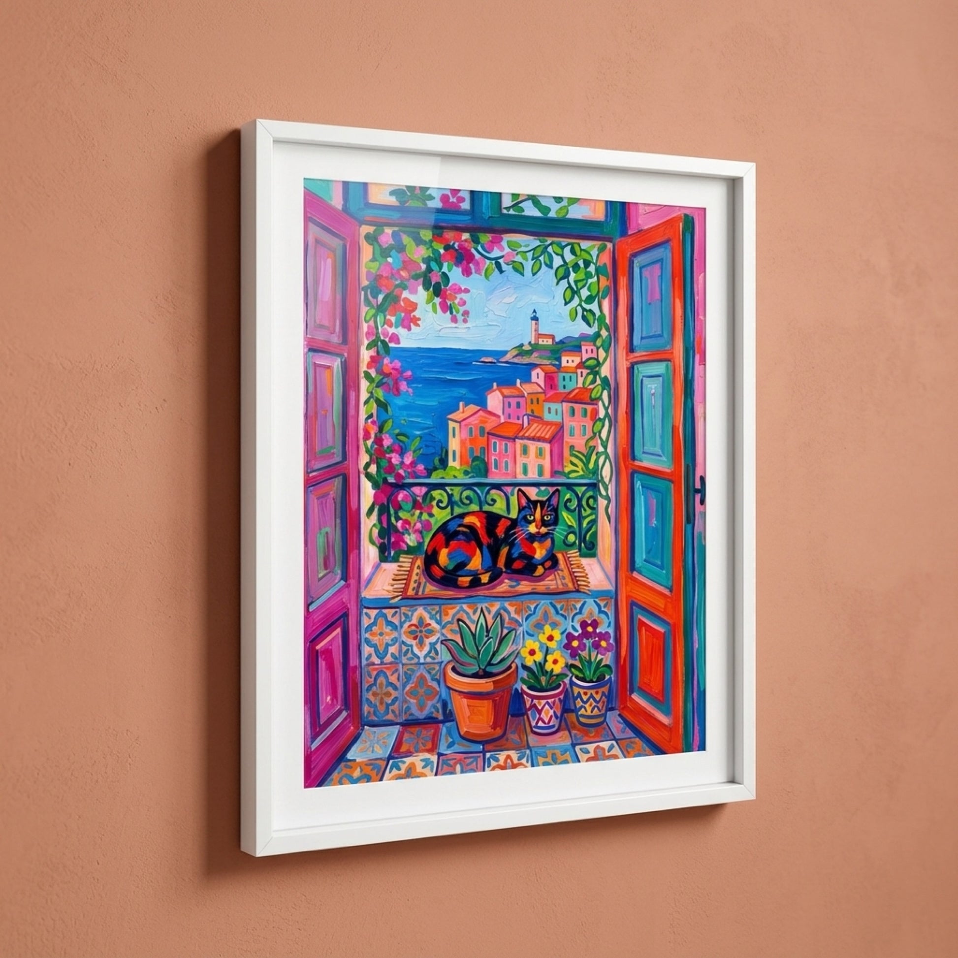 Calico Cat at the Riviera Window Wall Art Decor preview 9