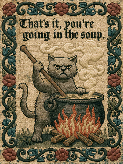 Cat Going in the Soup Wall Art Decor