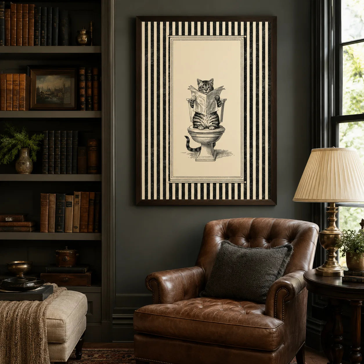 Cat Reading Newspaper Wall Art Decor - Wall Art Decor - alternate angle
