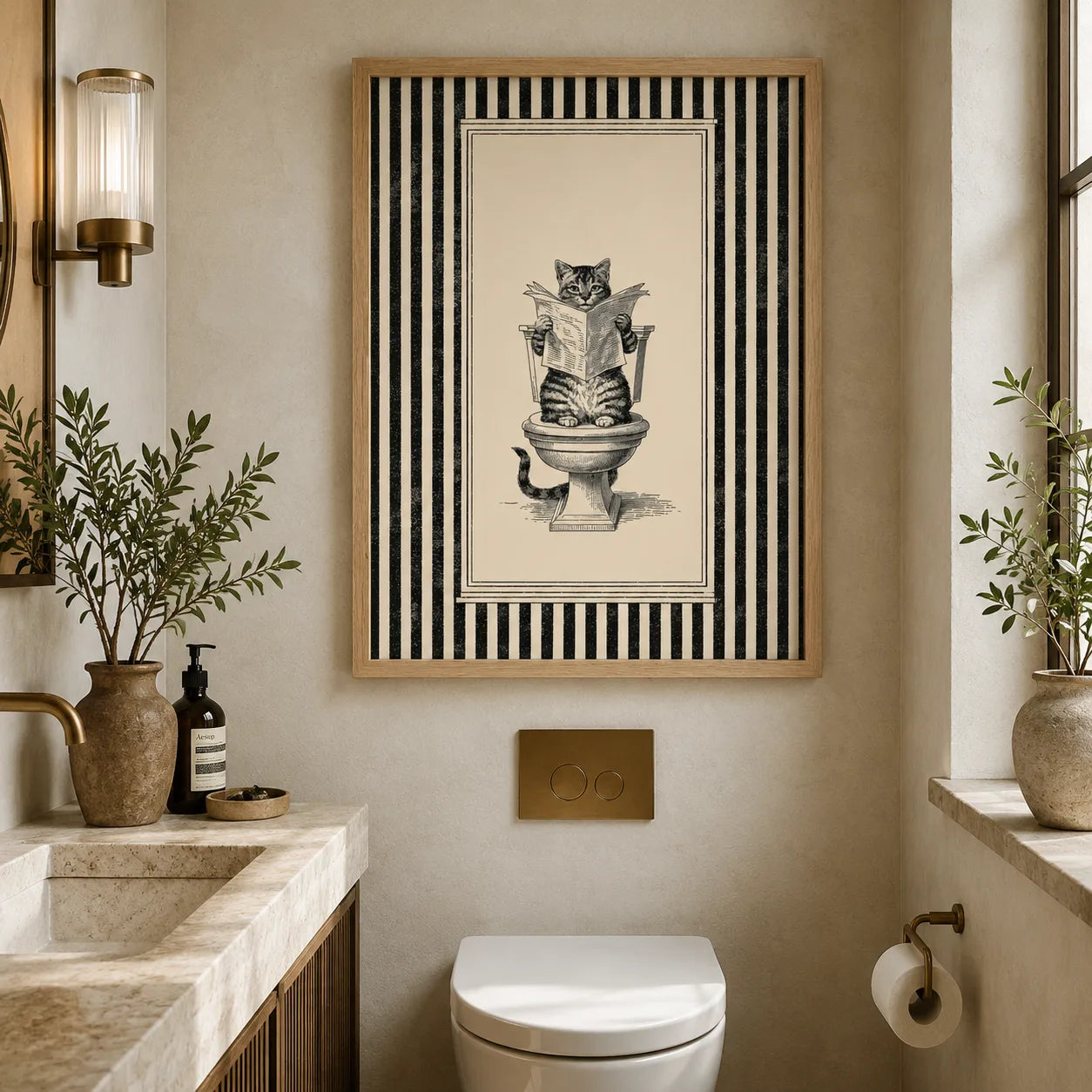 Cat Reading Newspaper Wall Art Decor - Wall Art Decor - detail
