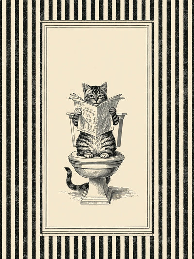 Cat Reading Newspaper Wall Art Decor