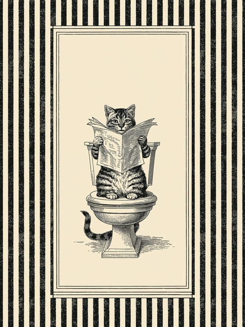 Cat Reading Newspaper Wall Art Decor