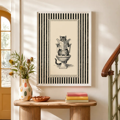 Cat Reading Newspaper Wall Art Decor - Wall Art Decor - in use