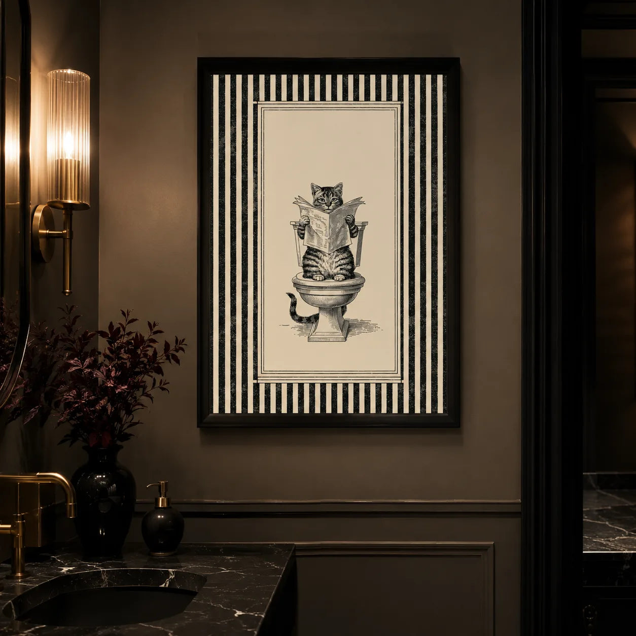 Cat Reading Newspaper Wall Art Decor - Wall Art Decor - lifestyle