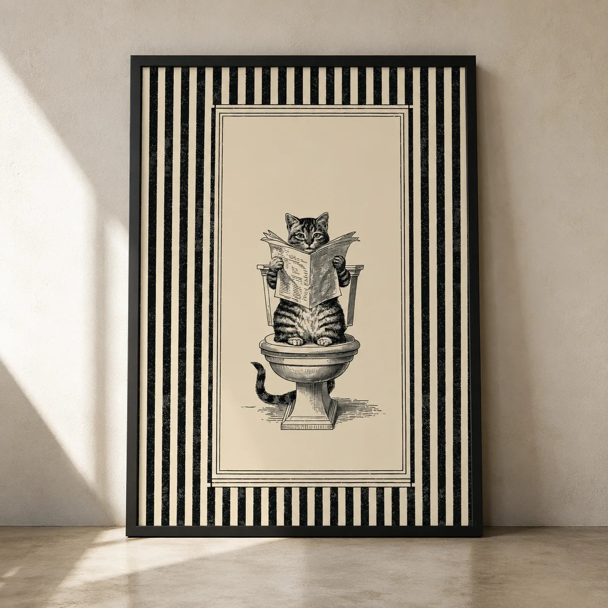 Cat Reading Newspaper Wall Art Decor - Wall Art Decor - side view