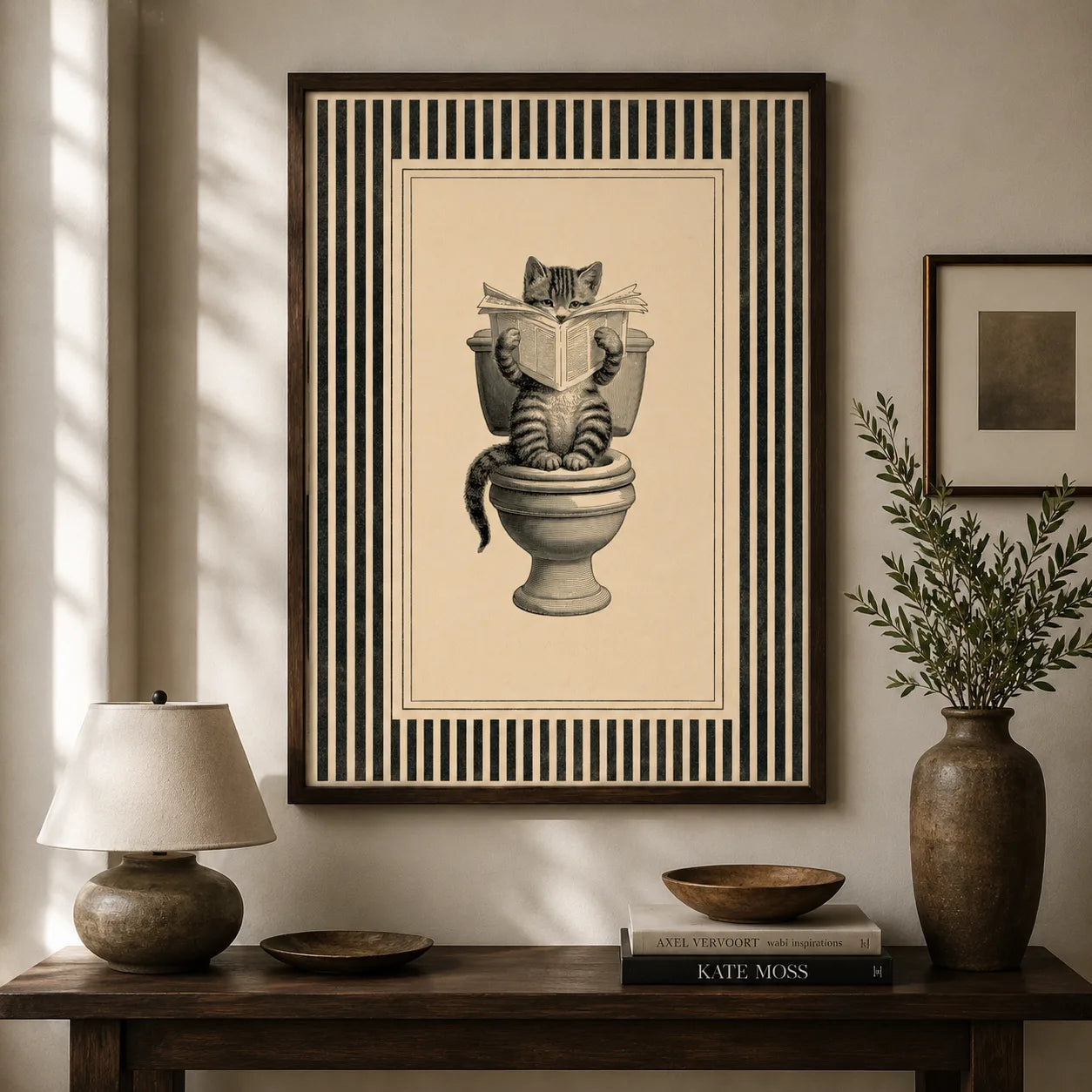 Cat Reading on Toilet Wall Art Decor - Wall Art Decor - view 11