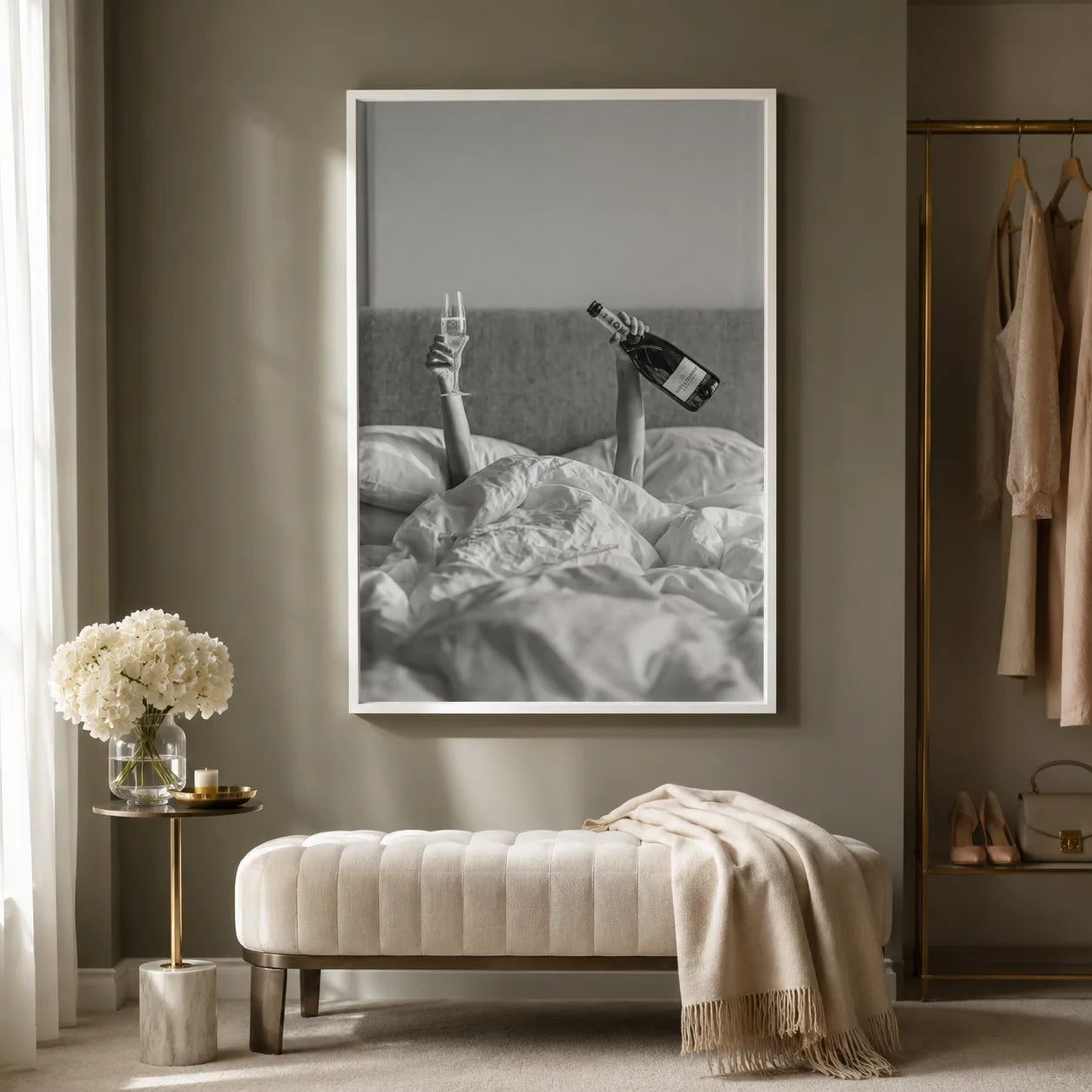 Champagne in Bed Wall Art Decor - Wall Art Decor - alternate angle