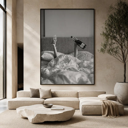 Champagne in Bed Wall Art Decor - Wall Art Decor - close up