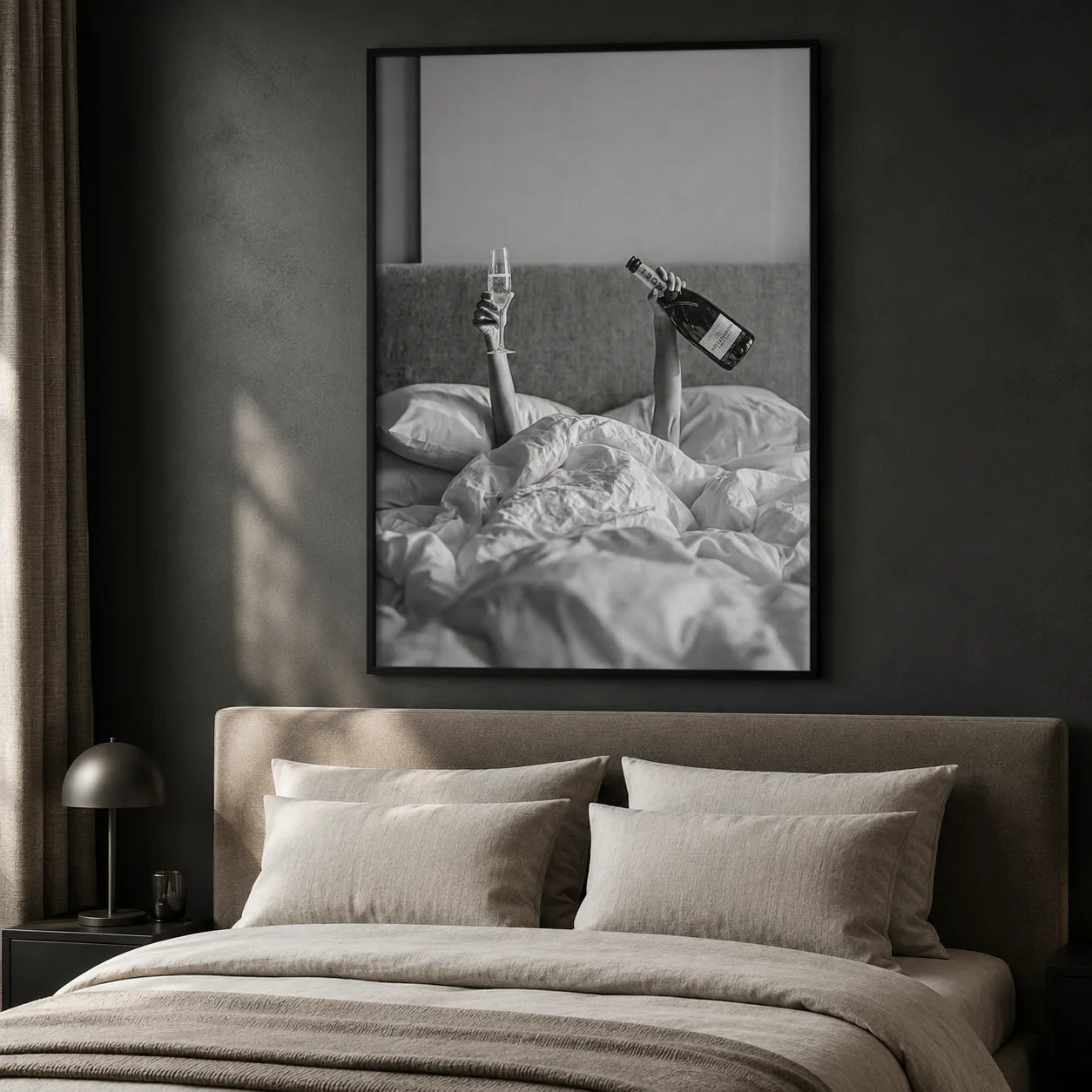 Champagne in Bed Wall Art Decor - Wall Art Decor - detail