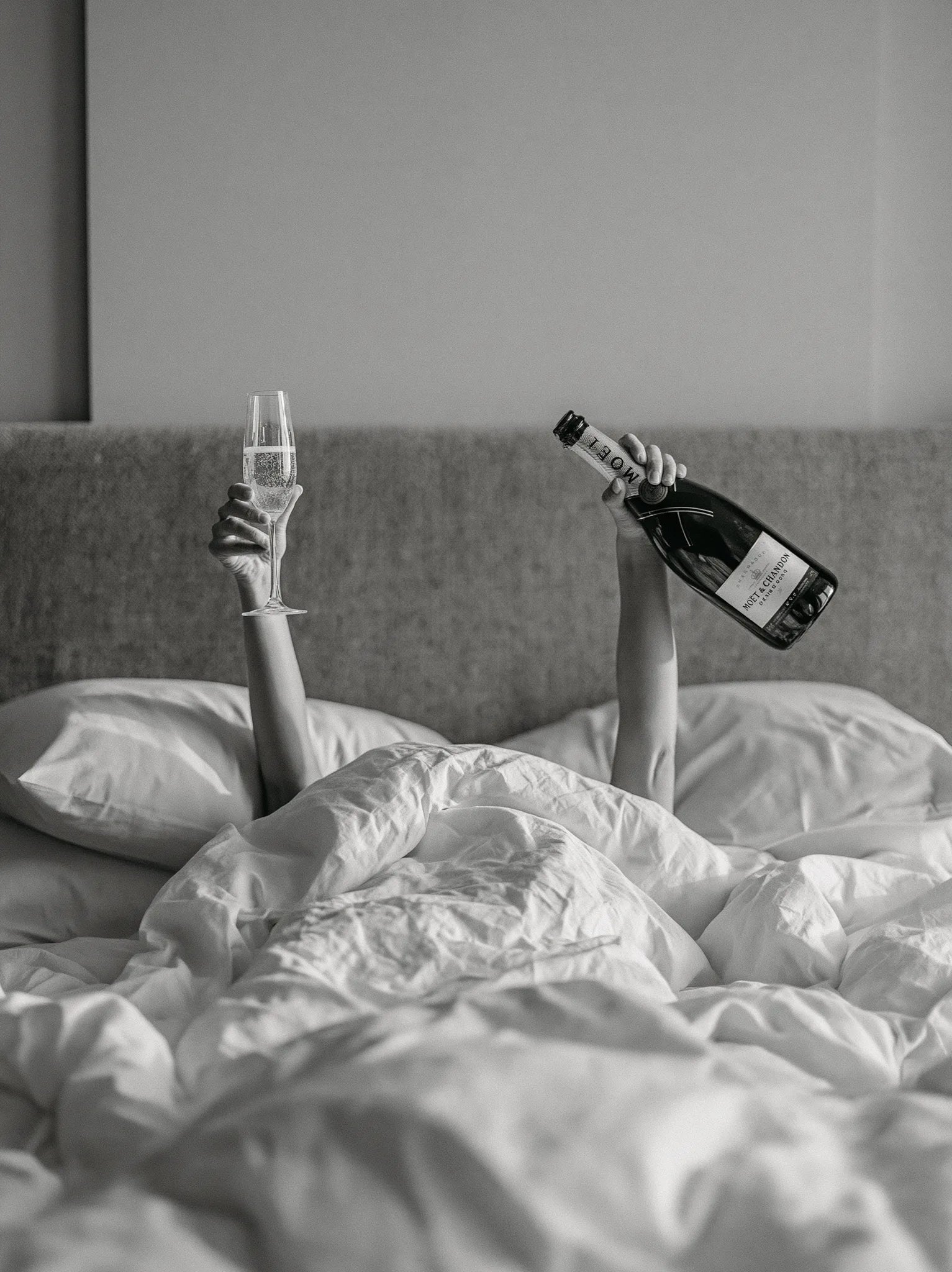 Champagne in Bed Wall Art Decor - Wall Art Decor - front view