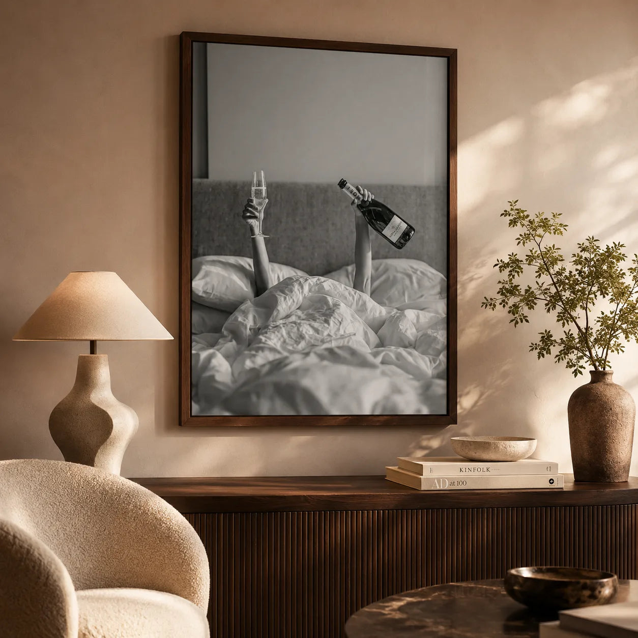 Champagne in Bed Wall Art Decor - Wall Art Decor - in use