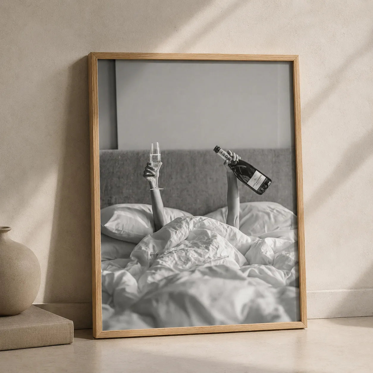 Champagne in Bed Wall Art Decor - Wall Art Decor - side view