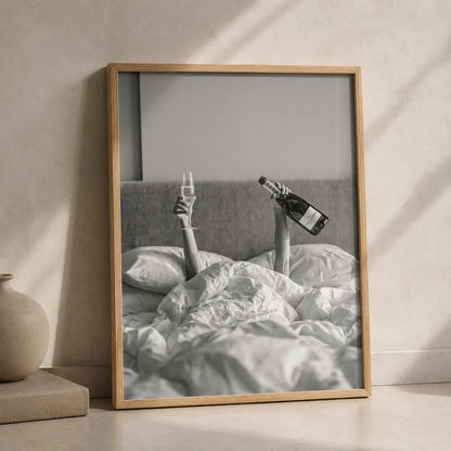 Champagne in Bed Wall Art Decor - Wall Art Decor - side view