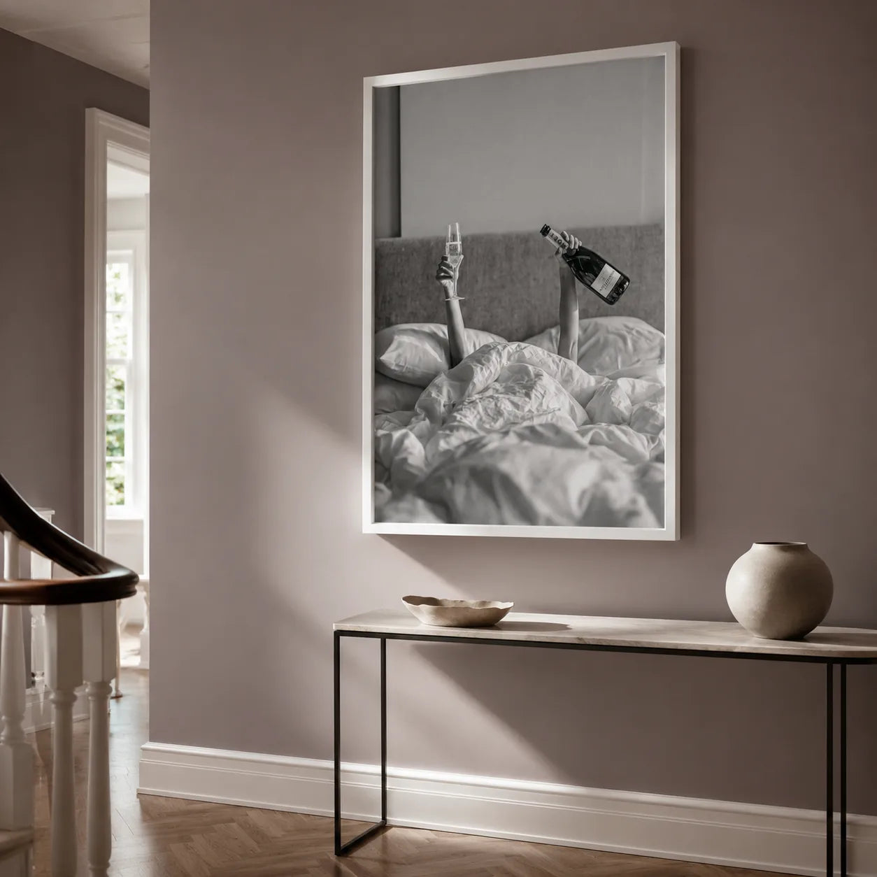 Champagne in Bed Wall Art Decor - Wall Art Decor - styled