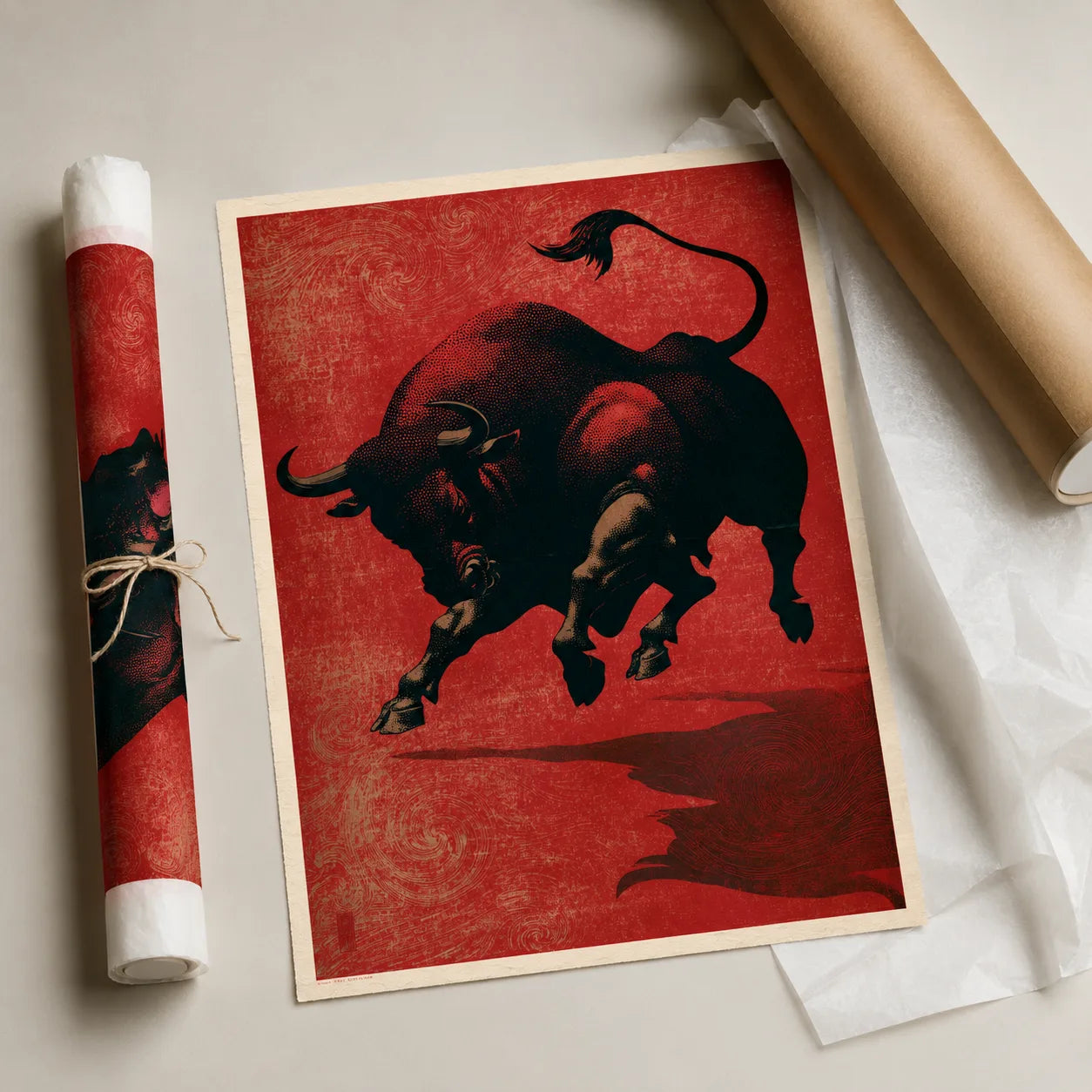Charging Bull Wall Art Decor - Wall Art Decor - back view