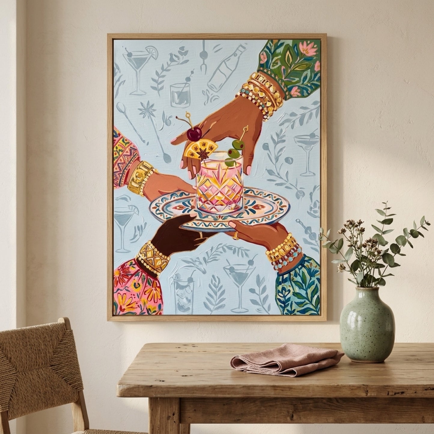 Cheers Cocktail Hands Wall Art Decor preview 10
