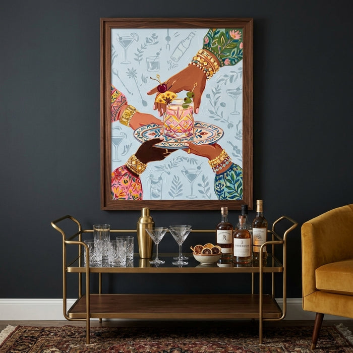 Cheers Cocktail Hands Wall Art Decor