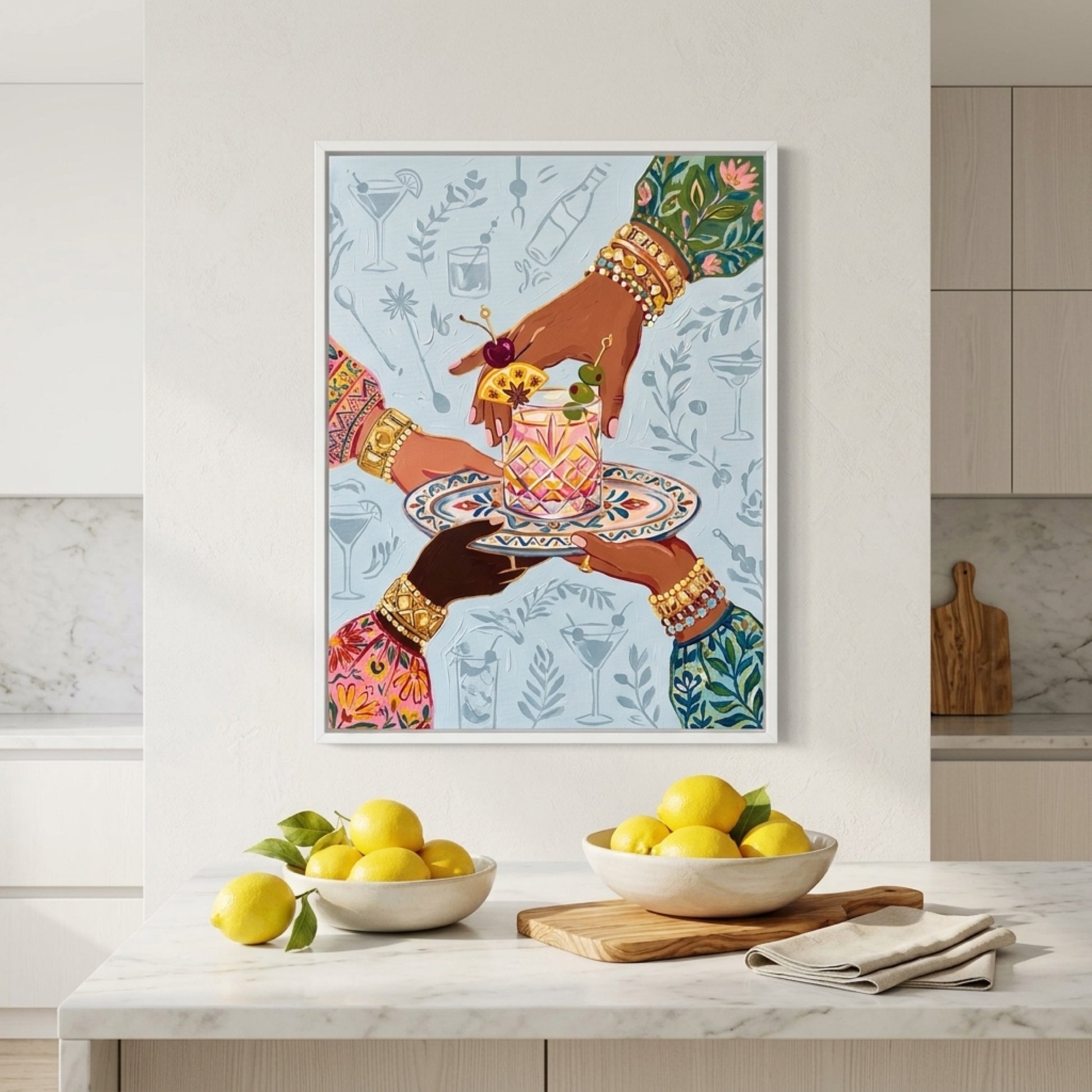 Cheers Cocktail Hands Wall Art Decor preview 3