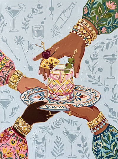Cheers Cocktail Hands Wall Art Decor