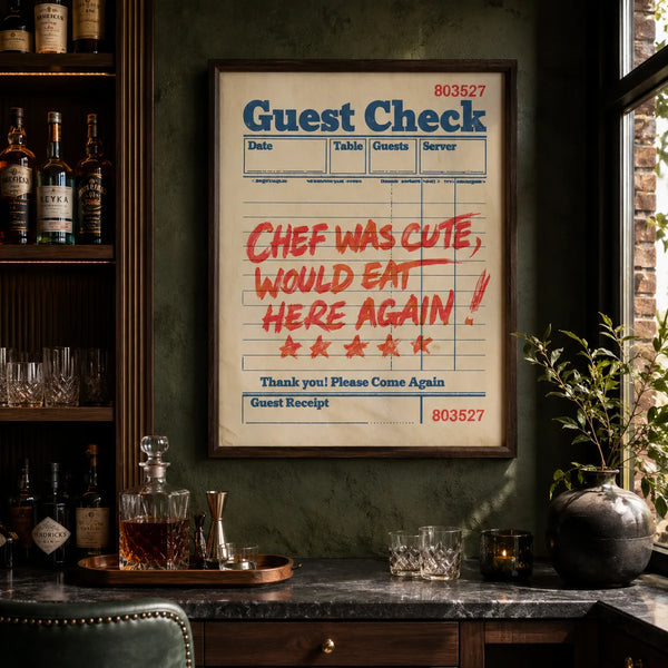 Chef Was Cute Guest Check Wall Art Decor
