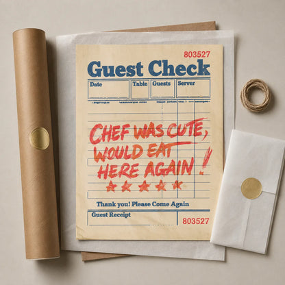 Chef Was Cute Guest Check Wall Art Decor - Wall Art Decor - back view